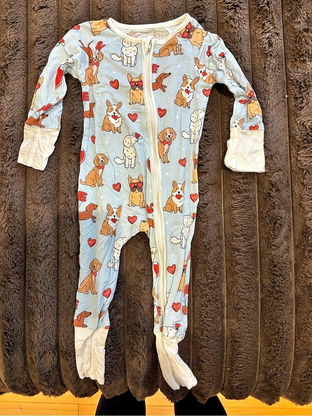 Caden lane BABY Zippered Footie Blue & White Baby Pajamas